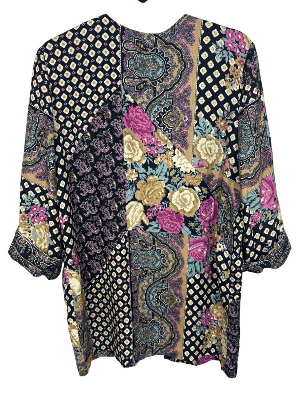 Lady Carol Petite Vtg Open Front Cardigan Women's M Floral Paisley Boho Eclectic - Picture 6 of 10